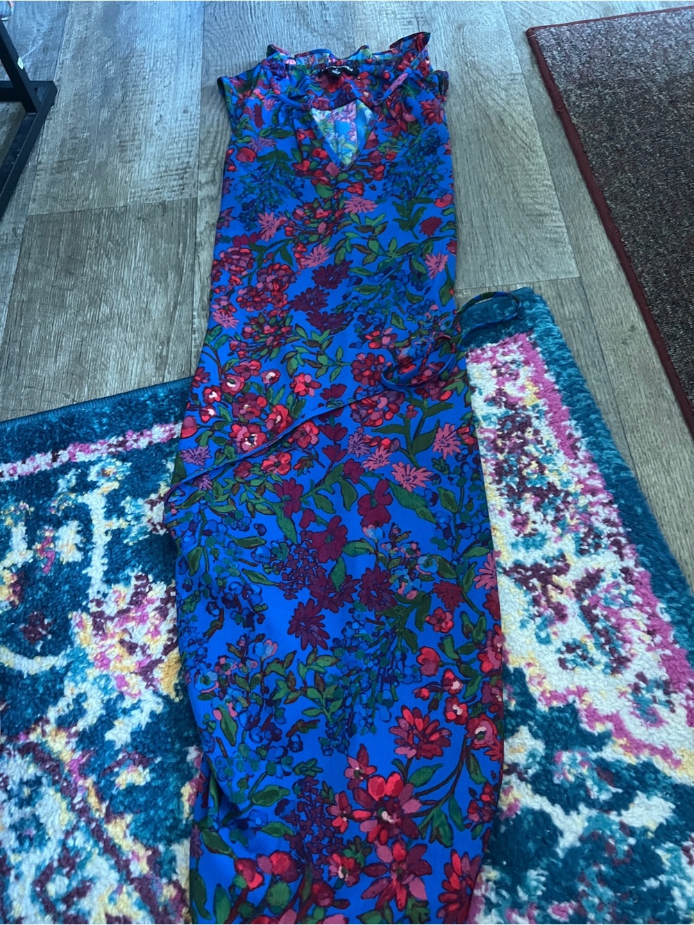 41 hawthorn Blue Floral Sleeveless Maxi Dress